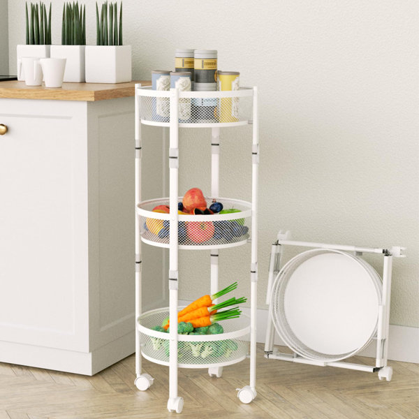 Rebrilliant3Tier Rolling Kitchen Storage Rack Durable Metal Cart